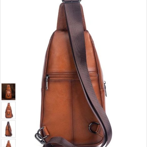 LaVachette Brown messenger leather sling bag - Picture 2 of 2